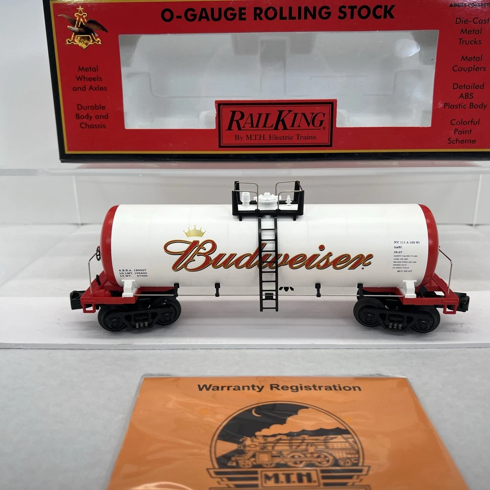 MTH RailKing 30-73226 Anheuser Busch Budweiser Beer Modern Tank Car New O Gauge - Image 4 of 4
