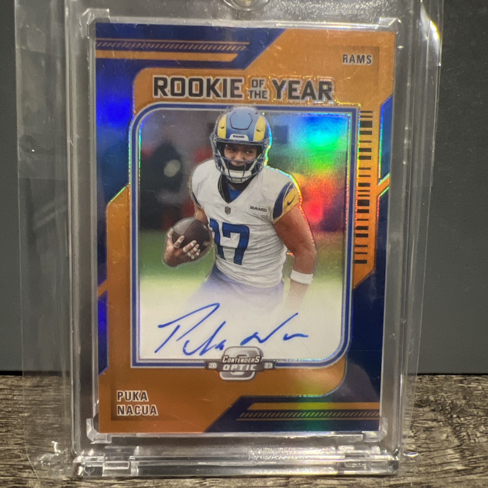 Puka Nacua AUTO - 2023 Contenders Optic - Rookie of the Year Orange Prizm /50
