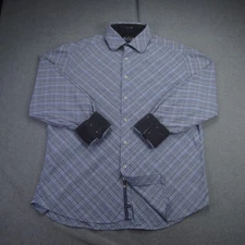 RG Robert Graham Shirt Mens 2XL Blue Plaid Button Up Flip Cuff Casual