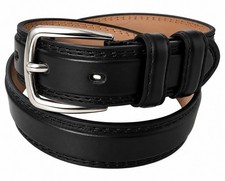 Boys Genuine Leather Black Casual Belt Kids Youth With Silver Buckle