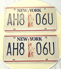 NEW YORK LICENSE PLATE SET - STATUE OF LIBERTY- ICONIC FROM 80 & 90s NY