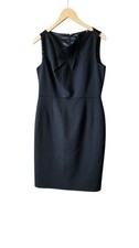 Tahari Cocktail Midi Dress -Sheath Cowl Neck Sleeveless Black Solid Pattern -10