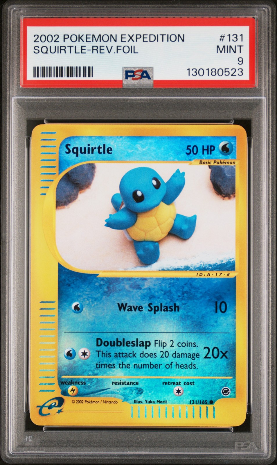 2002 POKEMON EXPEDITION #131 SQUIRTLE-REVERSE FOIL PSA 9