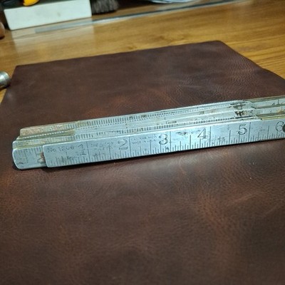 Vintage Lufkin No 1206 Metal 6 Foot Aluminum w/Brass Joints Folding Rule Tool US