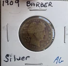 1909 Philadelphia Mint Silver Barber Quarter 25C - US Silver Coin