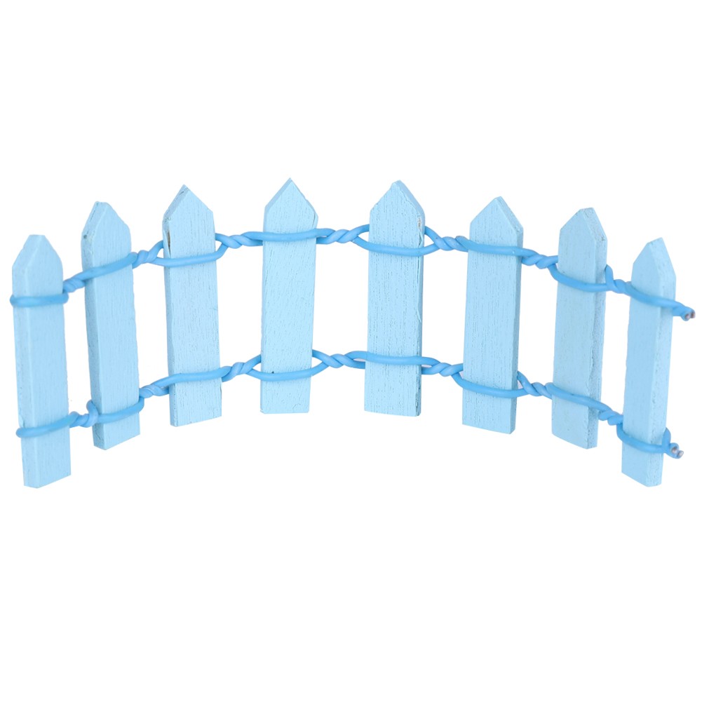 Adorable Mini Fence Lovely Miniature Garden Wooden Fence Dollhouse Ornament Blue