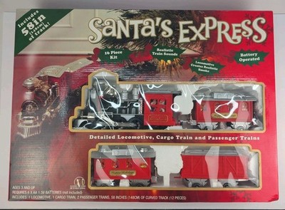 Santas Express Train Set 16 Pc Christmas Tree Battery Operated Smoke Sounds Box