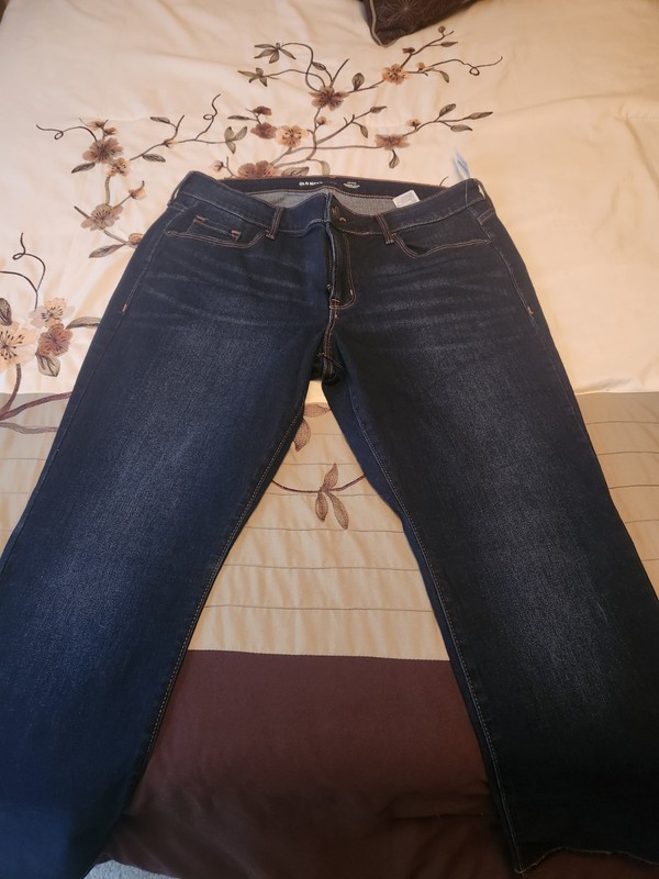 Old Navy Women's Petite Curvy Mid-Rise Straight Ankle Jeans Blue, Size 14