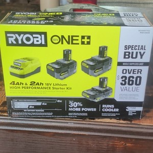 Ryobi ONE+ 18V Li-Ion High Performance Starter Kit 4Ah & 2Ah PSK108SB !3 BATs