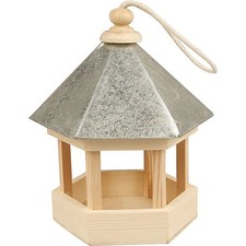 Image of Creativ 577300 22 x 18 x 16.5 cm 1-Piece Wooden Hexagonal Bird Table with Zinc