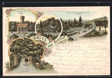 Lithograph Kohlhof near Heidelberg, old inn & health resort Kohlhof, Leopol