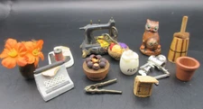 Mixed Lot of 13 Vtg 1:12 Artisan Hand Crafted Pot Owl Miniature Dollhouse FUN