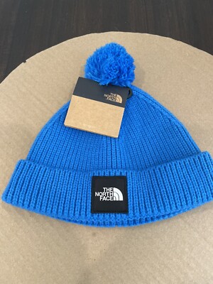 The North Face Littles Box Logo Pom Beanie NWT Hero Blue M-4T-5T