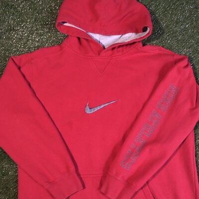 Vintage Nike Center Swoosh Pull Over Hoodie Red Size XL Nike Athletics 