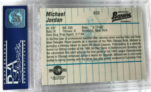 1994 Procard Michael Jordan Birmingham Barons Mint -9 - Picture 2 of 2