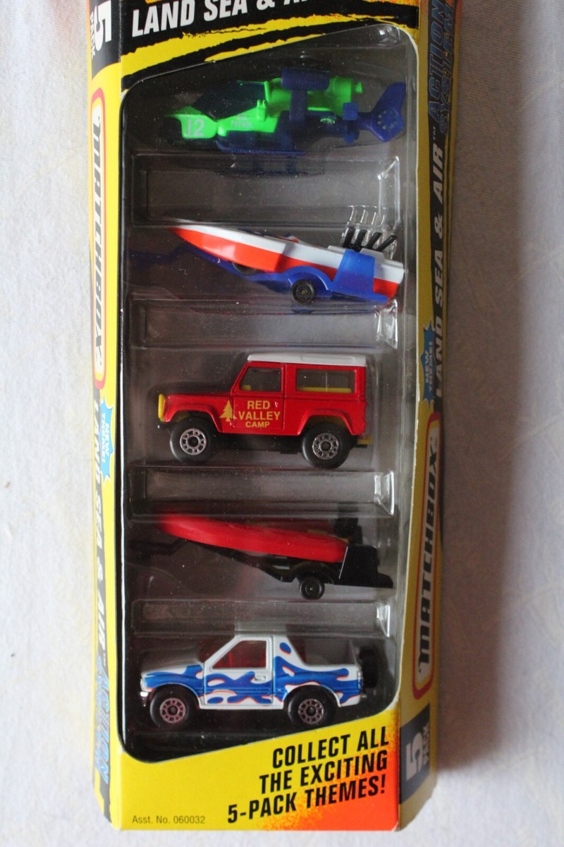 MATCHBOX LAND SEA AIR Gift Pack 5 Car Set Vintage 1996 #060032 NIB