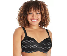 Playtex Secrets Balconette Bra Black White Dots NWT 44DD