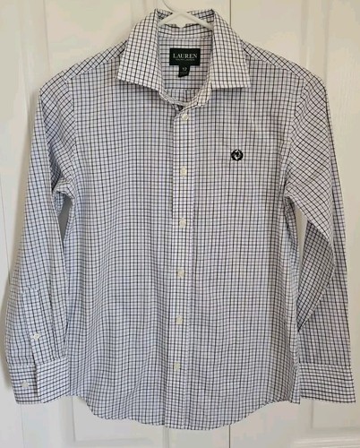 Polo Ralph Lauren Boy’s LS Dress Shirt Size 12 Medium Youth Kids Blue Check