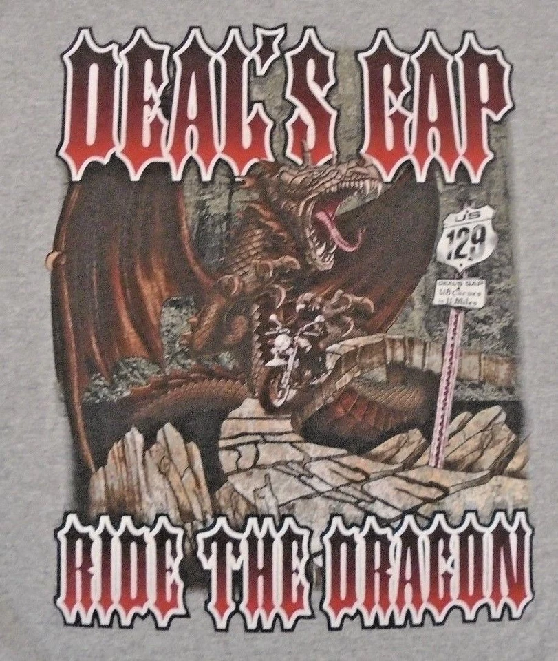 Deal's Gap Motorcycle Resort Ride The Dragon Medium Grey T shirt - Image 4 of 4