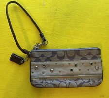 Vintage Signature COACH Wristlet wallets for women lavender trim 7"x4"