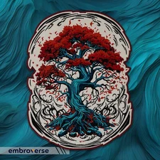 Bonsai Tree of Life Large Back Patch - Asian-Inspired Iron-On Embroidered Nature