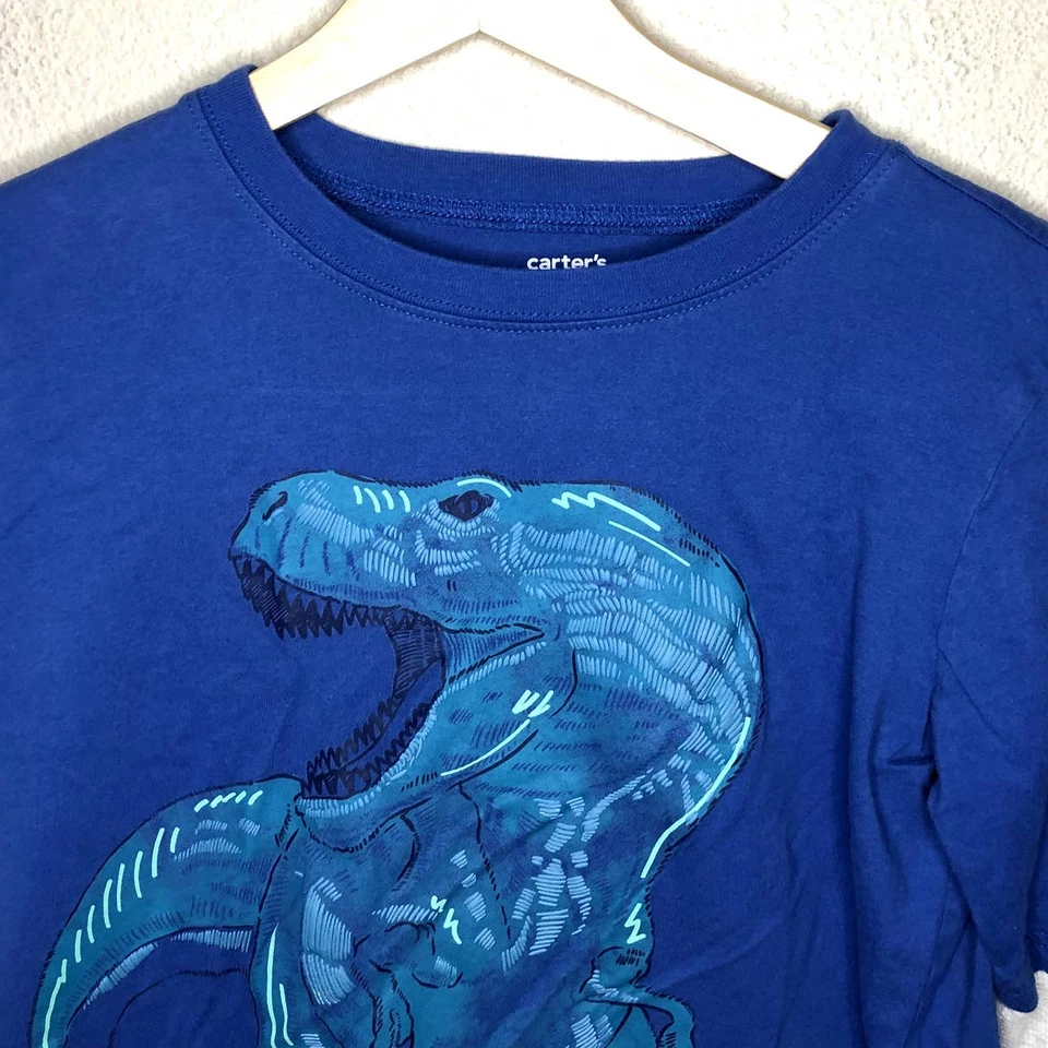 Camisa Carters Niños 14 Azul Verde Dinosaurio Gráfico Capas Escuela Jugar Todos los Días Foto 2 de 4