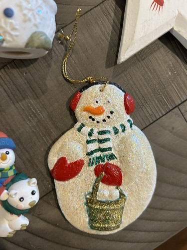 Lot of 13 Snowman Ornaments Variety Wood, Resin, Blown Glass + More Some VTG - Picture 7 of 15