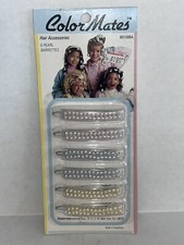 Vintage Terry Mates Pearl Barrettes 6 Count NOS Rare