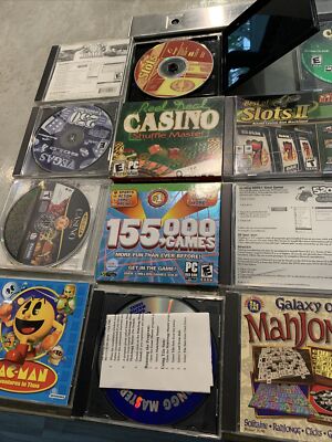 Lot of 24 Vintage PC games Used PAC Man Pirateville2 Slingo More See Pictures
