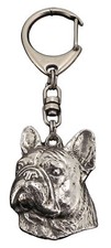 French Bulldog, Frenchie II - Silver-plated key ring with dog, handbag decoratio