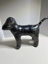Victorias Secret Silver Metallic Dog w/Black  Pink  Logo on Sides, 7  