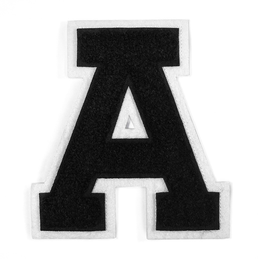 Chenille Stitch Varsity Letter Patch - 4.5" High, Iron-On Or Sew, Golden Yellow/Black (Letter B)