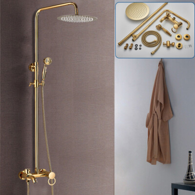 Wall-Mount Brushed Bathroom Shower Faucet System Durable Shower Head Mixer Set