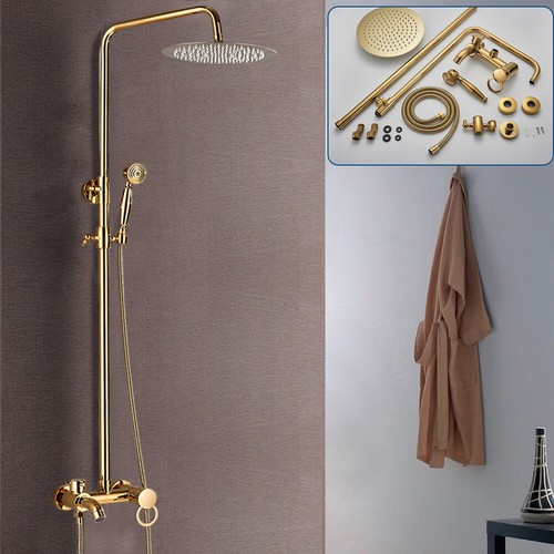 Gold Duscharmatur Duschset Edelstahl Duschsystem Regendusche Kopfbrause System - Bild 11 von 12