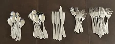 Gibson HAMMERED Stainless Glossy Flatware Lot Of 65 pieces Knives, Forks, Spoons