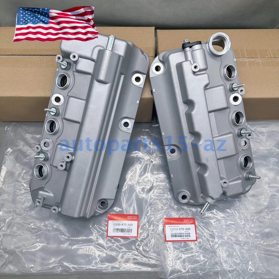 New! 2X Aluminum Engine Valve Cover for Honda Odyssey Pilot Ridgelin Accord 3.5L Foto 3 de 4