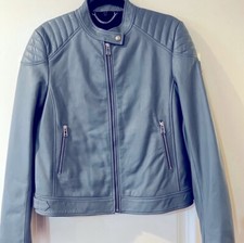 Belstaff Womens Blue Lamb Leather Jacket Size 12. Retail $950