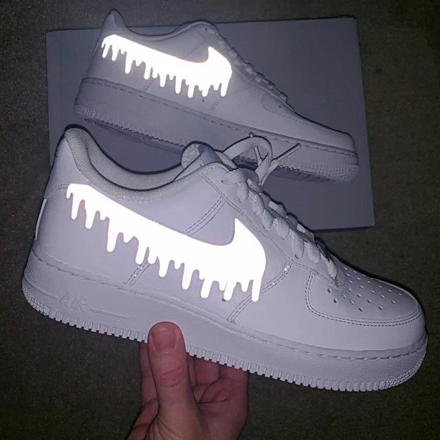 Pre-owned Nike Custom Air Force 1,custom Gray/black Drip Air Force 1,all  Sizes Men/women/kids