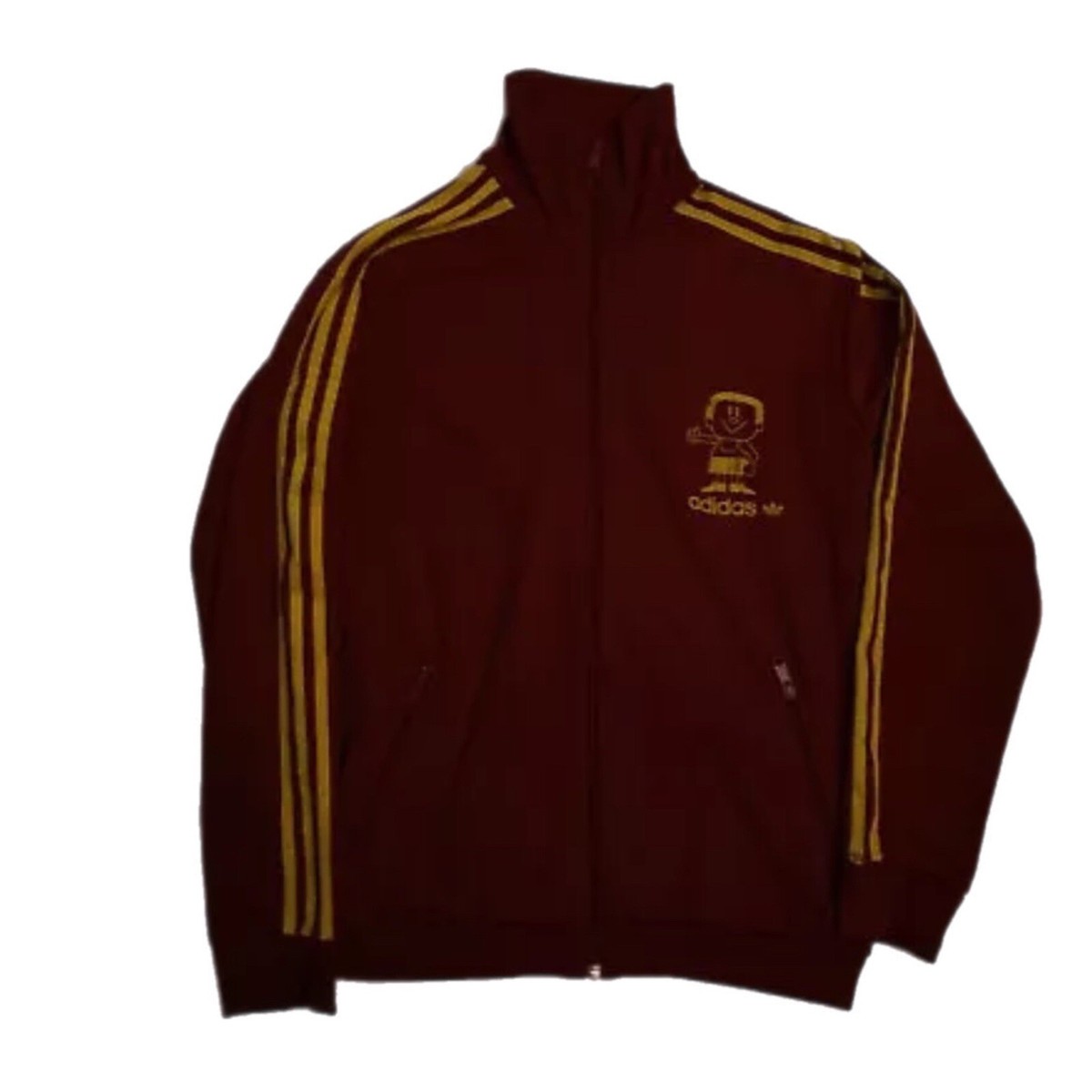 Vintage Adidas Original Track Jacket Trimm Dich Red Yellow Football Soccer  Y2K