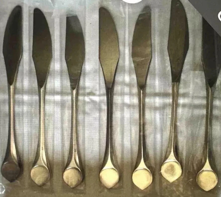 6 cuchillos de postre plateados Lotus Rosenthal Bestecke Studio Line Alemania 7 7/8" nuevos en caja Foto 3 de 4