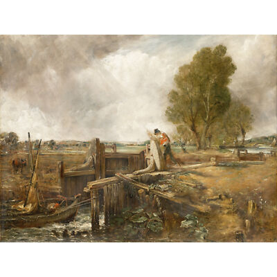 John Constable Studie eines Bootes, das eine Schleuse passiert großer Leinwand-Kunstdruck