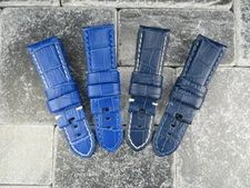 24mm Deployment Strap Grain Leather Watch Band for PANERAI Navy Royal Blue