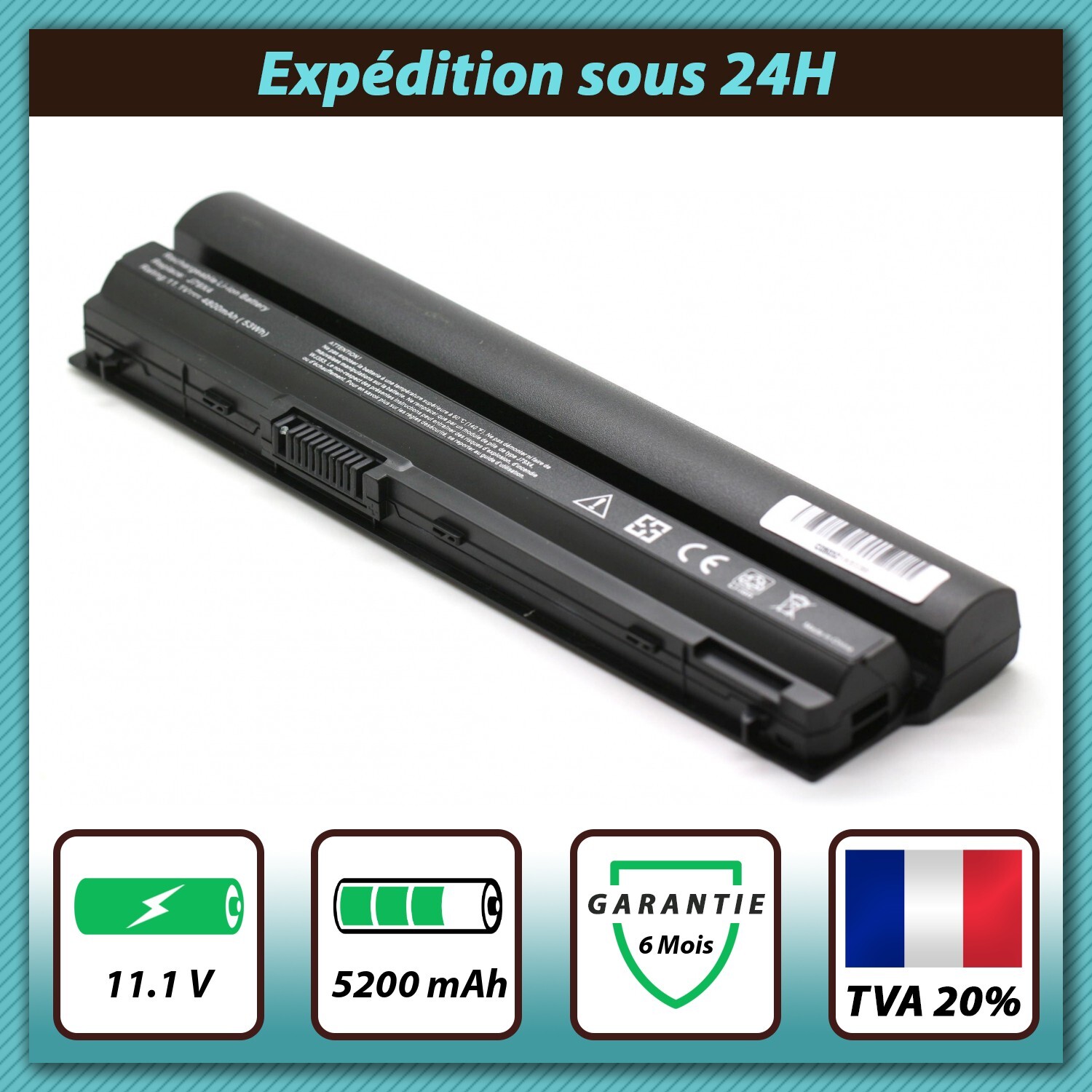 Batterie Dell HJ474 J79X4 de 11.1V 5200mAh pour ordinateur portable
