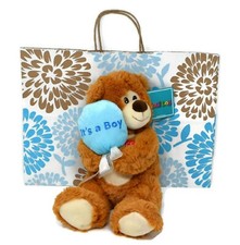 Baby Birth Announcements Teddy Bears With Blue Soft Balloon It's A Boy Gift