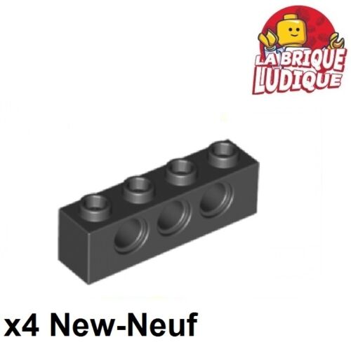 Lego Technic 4x Brique Brick 1x4 hole noir/black 3701 NEUF - Afbeelding 1 van 1