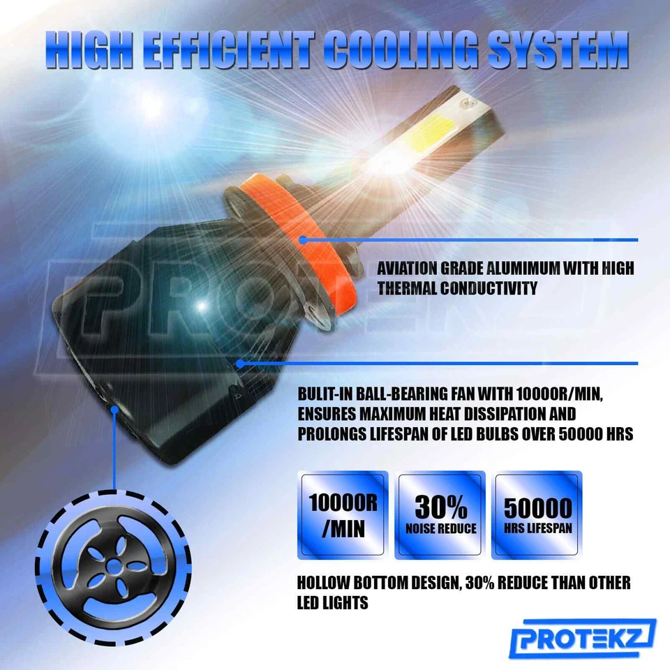 Protekz LED Light Bulb Kit H11 H8 6000K for BMW 1 Series M 120i 325i X3 Z4 X5 - Image 4 of 4