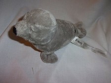 FAO Schwarz Seal Pup Plush 7" Gray Stuffed Animal Toy Soft Metal Logo Button lov