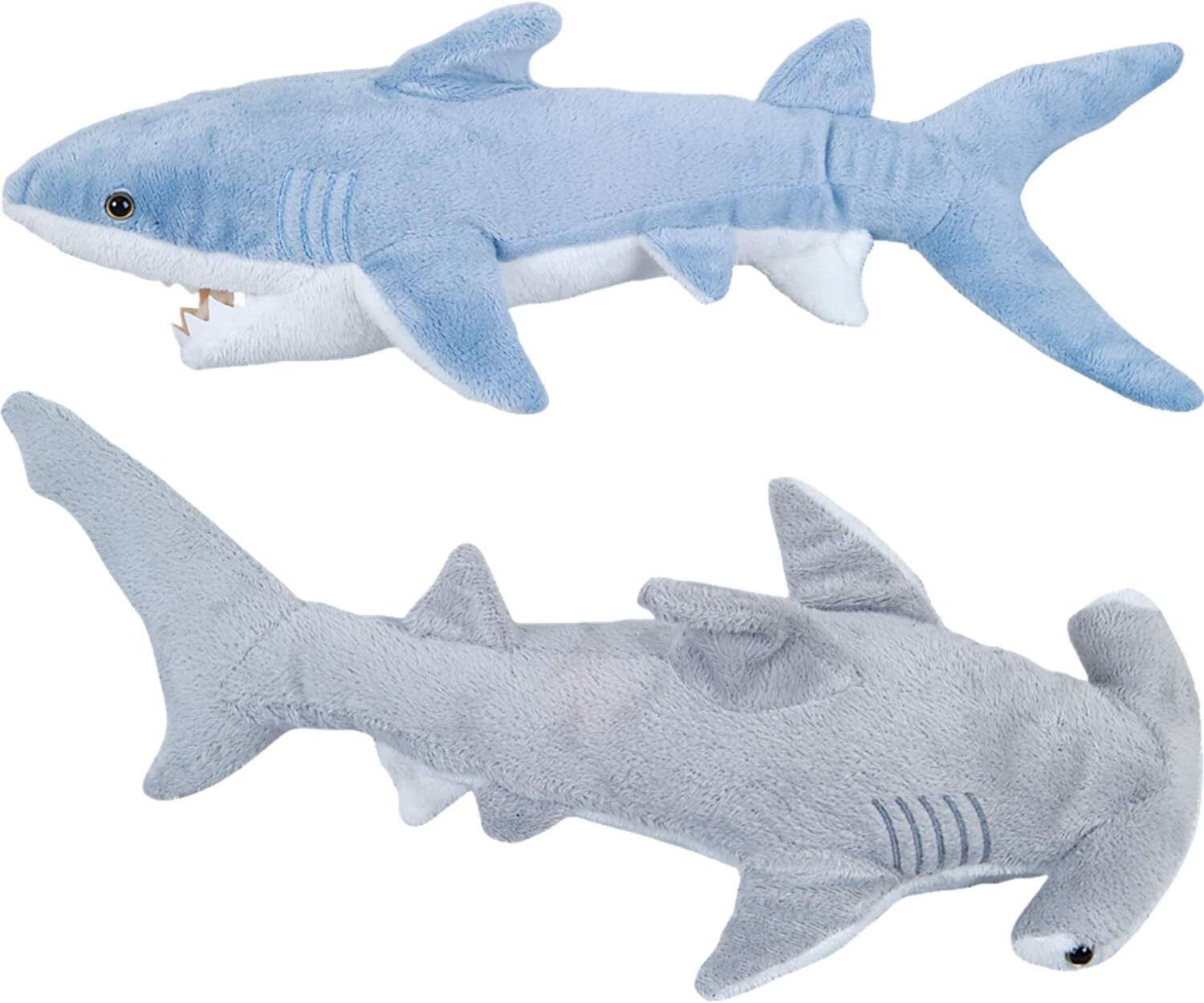 BABY SHARK Plush Toy Set - 2 Large Soft Stuffed Sharks for Babies and Kids Gift