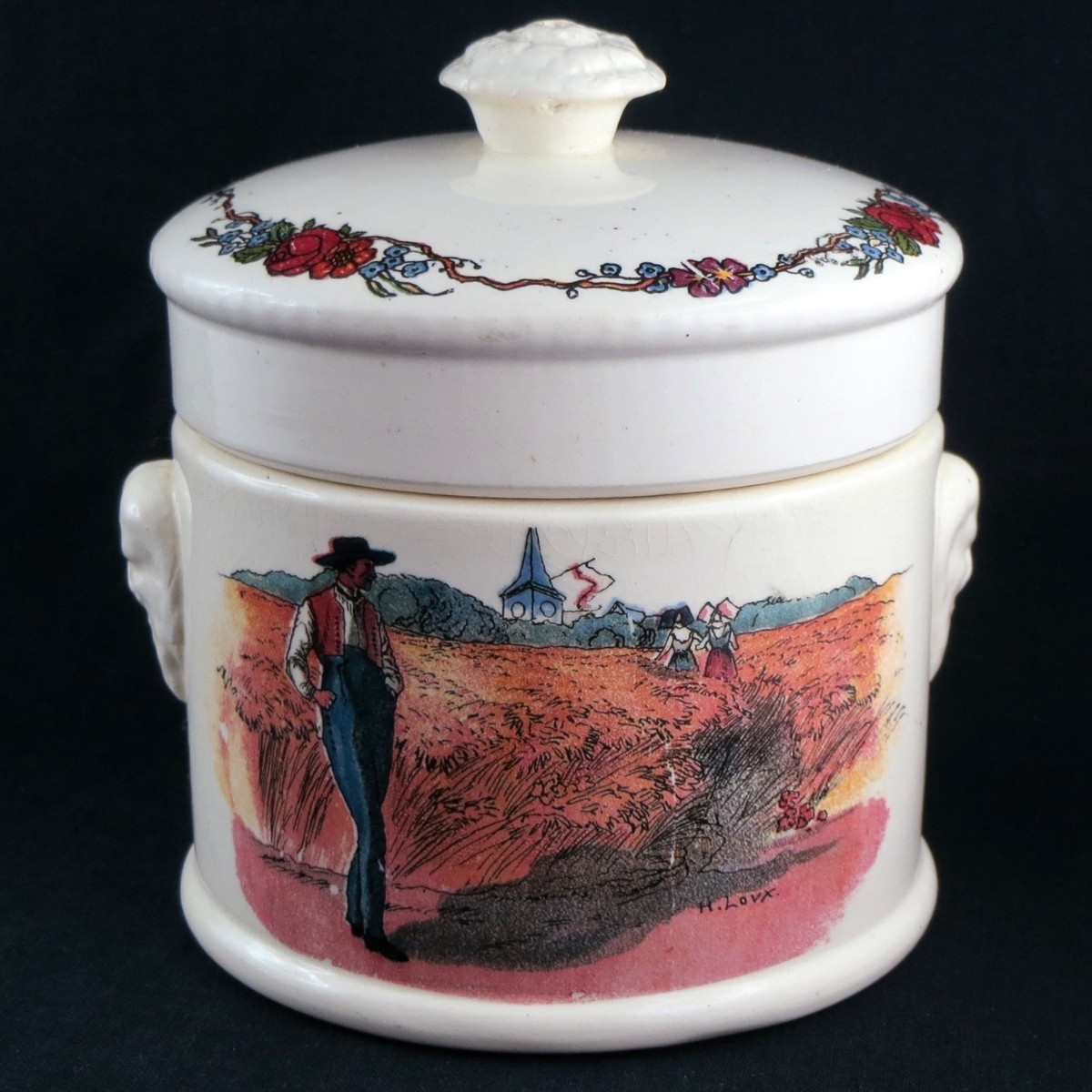 Ancien Pot à Foie Gras ou autre en Faïence de Sarreguemines