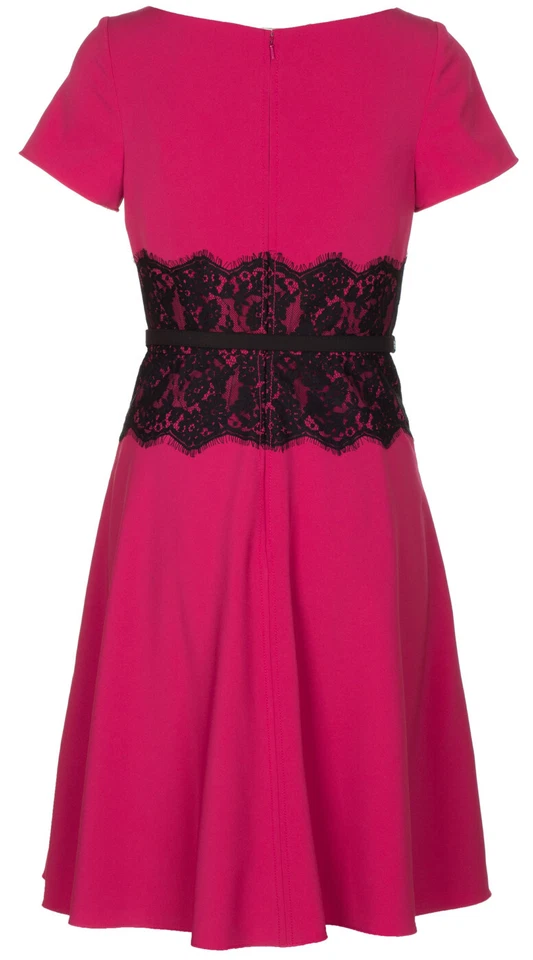 Женское платье с коротким рукавом на шнуровке из фуксии Mikael Aghal - розовое - 6 - Изображение 2 из 4